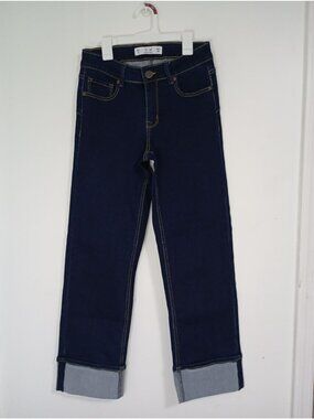 New Max Womens Dark Wash Denim Jeans Size 6 Waist 29 Cotton Blend Cuffed Legs